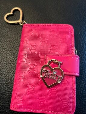 Juicy Couture Hot Pink Embossed Wallet with Heart Charm